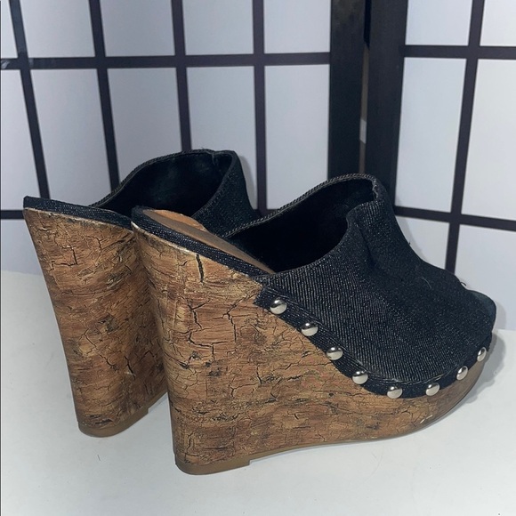 Women's dark wash denim Wedge Sandals - Picture 5 of 7